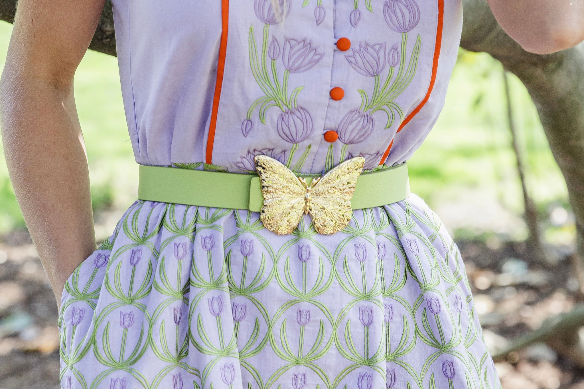 Chartreuse-or-Dare & Honey Reversible Leather Belt | 3cm  display picture 1